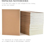 90pack Bulk A5 Journal Notebook, Kraft Cover 80 Pages Lined Paper Journal for Traveler, Notes, Memo - Bulk Journals Sewn Brown Notebook for School Supplies, Office Supplie (line 80pages, 90pack)