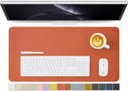 Leather Desk Mat - Non-Slip PU Desk Pad for Office and Home - Desk Organization and Accessories - Ideal for Large Mouse Pad and Desk Mats on Top of Desks (Orange,27.6"x 13.8")