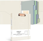 Ospelelf 3 Ring Binder 1 Inch Vintage Hardcover, Leather Organizer for Letter Size, Professional Clipboard With Dividers and Tabs, Beige
