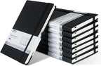 POPRUN 8 Pack Black Lined Journal Notebooks, Waterproof PU Leather Hardcover, A5 Classic College Ruled Journals for Writing, Business Work, School Note Taking, 5.5 x 8.3 inch, 240 Pages Notepad