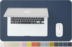 Leather Desk Mat - Small Non-Slip PU Desk Pad for Office and Home - Desk Organization and Accessories - Ideal for Large Mouse Pad and Small Desk Mats on Top of Desks (Dark Blue,23.6"x 13.8")