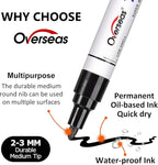 Overseas Metallic Silver Paint Marker Pens - 36 Pack Oil-Based Permanent Markers Set, Quick Dry, Waterproof, Medium Tip Paint Pens Bulk for Wood, Metal, Rock, Ceramic, Plastic, Canvas, Glass, Rubber