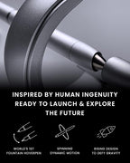 novium Hoverpen Future - Luxury Fountain Pen & Rollerball Pen All-In Gift Box, Schmidt Nib (Fine), Converter, Extra Refill, Aerospace Metal, Best Pen Gift Set for Men & Women (Frost Silver)