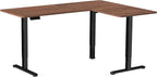 VIVO Electric Corner 63 x 55 inch L-Shaped Standing Desk, Memory Height Adjustment, Dark Walnut Top Black Frame, DESK-E3CTD