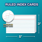 H4D 3x5 Index Card Holder with 100 Heavyweight Ruled Index Cards and 25 Plastic Dividers, Light Pink
