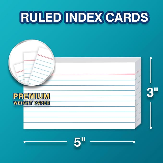 H4D 3x5 Index Card Holder with 100 Heavyweight Ruled Index Cards and 25 Plastic Dividers, Light Pink
