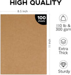Heavy Weight 110lb Cardstock Brown Printer Paper, Goefun 100 Sheets Brown Cardstock 8.5 x 11 300 GSM for Invitations, Menus, Poster, DIY Card