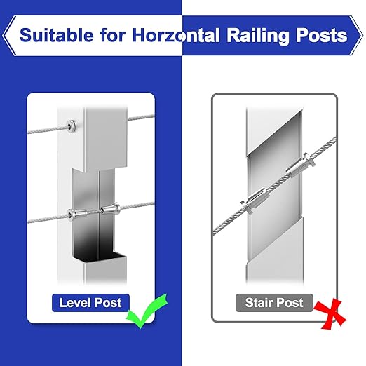 BLIKA Upgraded 20 Pack Stainless Steel Protector Sleeves for 1/8" 5/32" or 3/16" Deck Cable Railing, for Metal Posts, T316 Marine Grade, Cable Railing Protector Sleeves