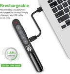 AMERTEER Wireless Presentation clicker for Powerpoint Presentations, Green Light Rechargeable Powerpoint Clicker with Laser Pointer Support Hyperlink RF 2.4GHz (1 PCS)