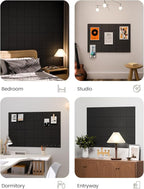 Large Felt Bulletin Board 36"x24", 6-Pack 4-Compartment Wall Organizer, Cork Board Alternative with 60 Removable Adhesive Tabs, Modular Felt Panels for Home Office, Classroom and Study-Black