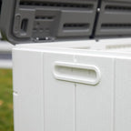 Decksplore 100 Gallon Outdoor Storage Box Waterproof Lockable Resin Deck Box Large, Patio Storage Bin for Pool Accessories Cushion Furniture, Garden Tools, UV-Resistant Outside Delivery Black&White
