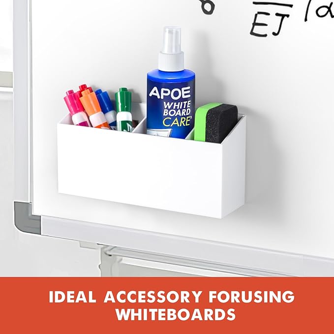 Banafich Magnetic Dry Erase Marker Holder, Acrylic Magnet Pen Holder for Whiteboard, Refrigerator, Magnetic Fridge Organizer for Office, Classroom, Whiteboard Maker Storage, Locker Organizer(White)