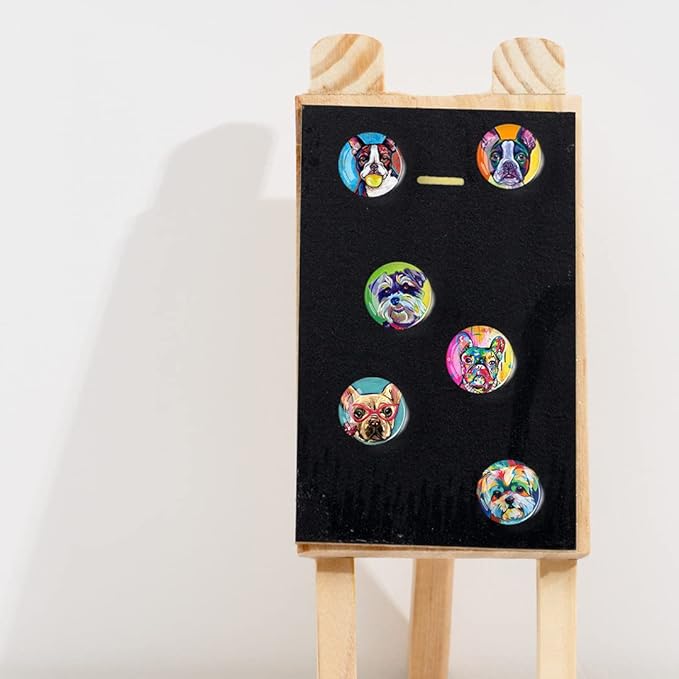 12Pcs Glass Refrigerator Magnet Fridge Sticker,Oil Painting Dog Fridge Magnets Decoration for Crafts,Strong Fridge Magnets for Kitchen, School,Office Whiteboard, Cabinet and Dishwasher
