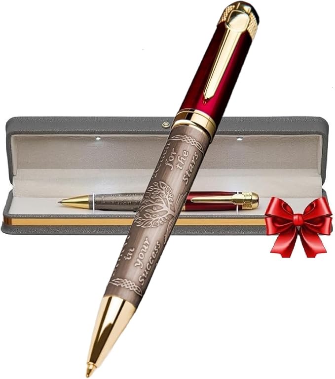 S&R Somit Fancy Pen For Men and Women With Gift Box - Valuable Luxury Pen for Business and Office, Executive Gift for Family & Friends - Special Engraving & Led Decorative Box (RED GOLD)