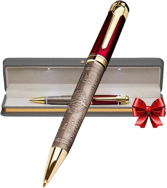 S&R Somit Fancy Pen For Men and Women With Gift Box - Valuable Luxury Pen for Business and Office, Executive Gift for Family & Friends - Special Engraving & Led Decorative Box (RED GOLD)