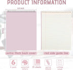 Maitys 6 Pcs Legal Pad Steno Spiral Notebook 8.5" x 11" Top Bound Spiral Pads Hard Cover College Ruled Notepad 70 Sheet Pad for School Office University Home(Pastel Color,Whimsical Style)