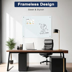 Magnetic Glass Whiteboard, 6' x 4' Glass Dry Erase Board for Wall, 72" x 48" Large Frameless White Board with 1 Marker Tray and 10 Magnets for Office, Home, Classroom - Normal White