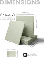 Fluxynara Large Felt Bulletin Board 36" x 24" Cork Board Alternative-6 Pack with 40 Safe Removable Adhesive Tabs, Cork Boards for Walls Cork Board for Home Office Classroom Pin Board - Sage
