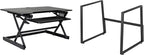 Rocelco 40" Large Height Adjustable Standing Desk with AC Outlet USB Charger and Floor Stand BUNDLE - Tall Dual Monitor Riser Computer Workstation - Keyboard Tray - Black (R DADRB-40-ACUSB-FS2)