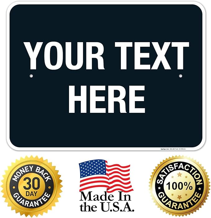 Personalized Custom Black Background Customize for Office, Business, Airbnb, Workplace, Home, Delivery Sign, 18x24 Inches, Rust Free .063 Aluminum, Fade Resistant, Made in USA by Sigo Signs