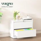 2 Drawer Lateral File Cabinet with Lock, 26.7"W File Cabinets for Home Office, Office Furniture for Organization Hanging Legal/Letter/A4, Metal Filing Cabinet Storage Cabinet, Require Assembly, White