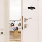 Laundry Room Door Sign for Business and Home，Self-adhesive Waterproof Cute Laundry Room Door Sticker Decals for House, Apartment, Hotel Laundromat Decor（Black）