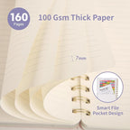 Spiral Notebook-5.75" x 8.125" College Ruled Journal with Inner Pockets and 160 Pages,PU Leather Cover Business Journal, Twin-Wire Binding Notebook Perfect for Office & Home School Supplies 3 pack ArmyGreen/Violet/LightYellow