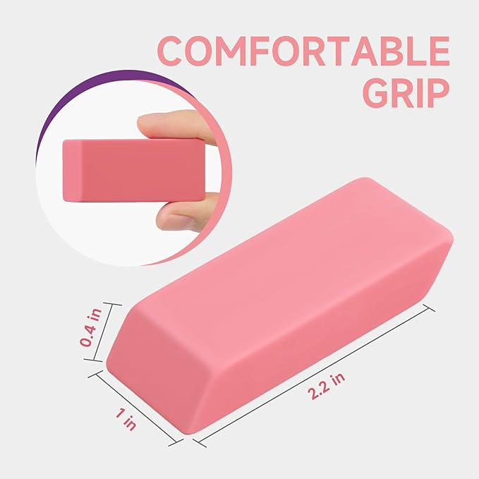 144 Pack Pink Erasers Bulk, Large Pencil Erasers for School, Classroom, Teacher, Homeschool, and Office Supplies