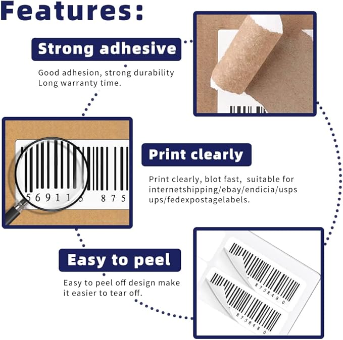 POLYSELLS 1" x2-5/8 Self Adhesive Address Labels, 30UP Blank Shipping Labels, FUSKU, FBA Mailing Labels for Inkjet and Laser Printer, 7500 Sticker Labels (250 Sheets), 30 Labels per Sheet