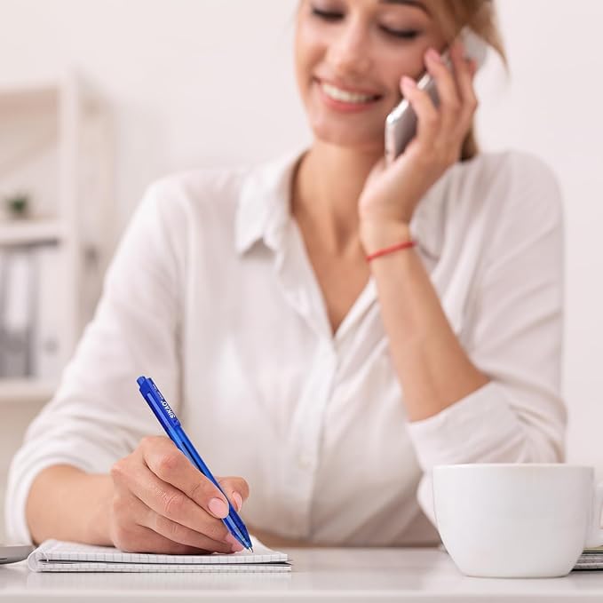 Blue Pens | 60 Pack Retractable Ballpoint Pens Multipack | Blue Ink Medium Point 1.0mm | Smooth Writing Ball Point Pens | School Office Supplies, Box of Pens Bulk (Blue Ink)