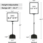 Sign Holder, 8.5 x 11 Inch Sign Stand with Adjustable Height Snap Open, Reusable Sign Stands for Display Advertising Business Signage, Vertical and Horizontal Two View Modes (Black, 12 Pack)