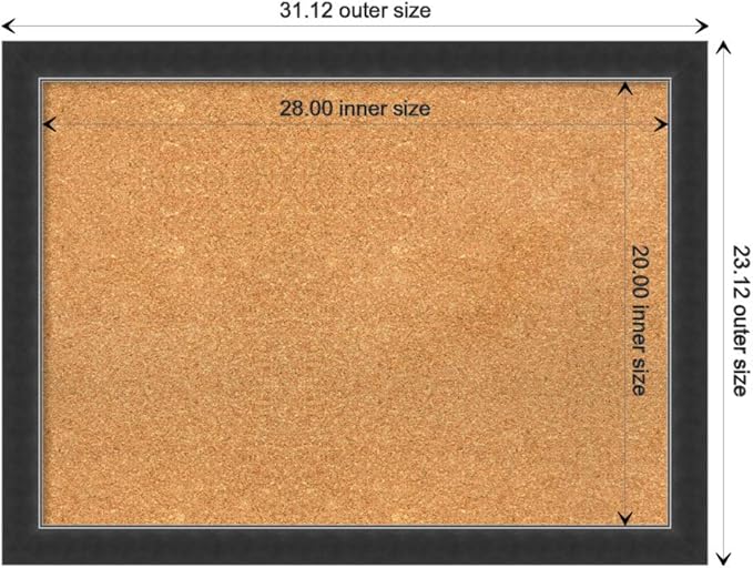Amanti Art Natural Cork Board for Wall, 23x31 Vision Board with Black Wood Frame, Medium Corkboard Office Decor for Home Organization, Modern Contemporary Corkboard Pinboard to display items for home