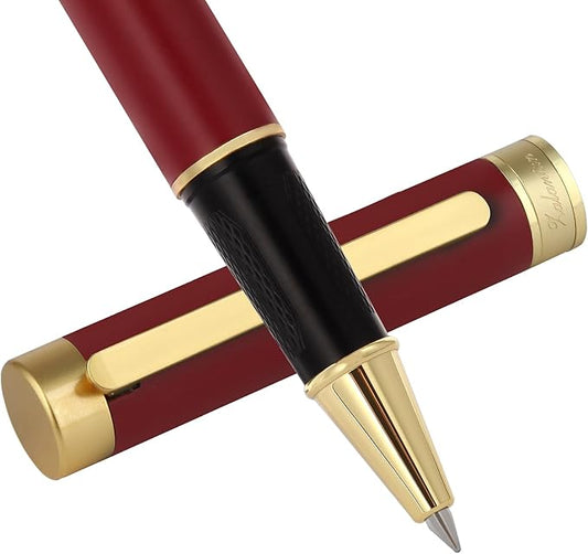 Stunning luxury pen fancy pens nice pens for men pure copper heavy feel Office Executive Pen Professional Smooth Writing Pens for journaling with Gift Case with 2 Refills (Red)