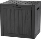 TARKARI 35 Gallon Lockable Resin Deck Box, Waterproof & UV-Resistant Outdoor Storage Box for Outdoor Cushion Storage, Garden Tools & Pool Accessories Storage, Black