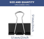 72 Pcs Extra Large Binder Clips 2 Inch Paper Clip Large Binding Clip, Jumbo Paperclips Bulk, Heavy Duty Big Paperwork Clamp Black, Kitchen School Teachers