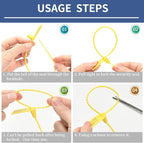 100Pcs Plastic Tamper Shipping Seals Pull-Tite Security Seal Signage Numbered Fire Extinguisher Tags Zip Ties Labels Disposable Self Locking for Logistics, Luggage,Transport (Yellow, 100pcs)