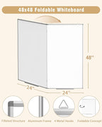 48"X 48" Large Magnetic Dry Erase Whiteboard, Removable Wall Hanging Board with 4 Pens & 1 Dry Erasers & 6 Magnets, Sliver Aluminum Frame White