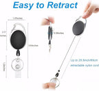 SOVYOULIVE 50 Pack Heavy-Duty Retractable Badge Holders with Carabiner Clip and Key Ring, Black ID Badge Reel for Office, ID Card Holder and Key Chain