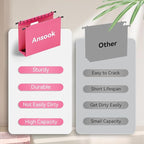 ANSOOK Plastic Hanging File Folders Letter Size, 3 Inch Reinforce Expanding File Folder,12 Pack File Cabinet Folders,Heavy Duty Hanging File Organizer,File Folders Hanging with Tabs