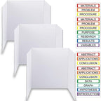 Trifold Display Boards with Colorful Self-Adhesive Sheets – 24 x 16 Inch Tri-Fold Corrugated Presentation Boards for Science Fairs, Complete Poster Board Kit