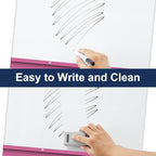 TSJ OFFICE Rolling Whiteboard Standing - 40 x 26 Inches Magnetic Mobile White Board with Stand, Height Adjustable Dry Erase Board on Wheels with Paper Clamp on Top, Violet