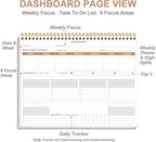 Weekly Productivity Planner - 8.5" x 11" Dashboard Desk Notepad Has 6 Focus Areas to List Tasks for Goals, Projects, Clients, Academic or Meal-Organize Your Daily Work Efficiently, 54 Weeks, Grey