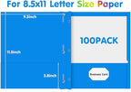 Two Pocket Folder, HERKKA 100 Pack 2 Pocket Folders with Prongs, Business Card Slots Letter Size Paper Folders Designed for Office and Classroom Use, Assorted 5 Colors