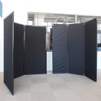 Versare FP6 Folding Privacy Screen | 3 Panels | 360 Degree Rotating Hinges | Economical Partition for Offices, Schools, Home and More | 6' Wide x 6' Tall Pewter Fabric