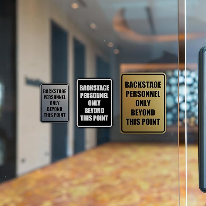Portrait Round Backstage Personnel Only Beyond This Point Door or Wall Sign Easy Installation | Music | Concert | Festivals Sign (Blue) - Small