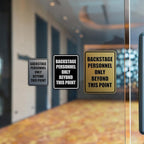 Portrait Round Backstage Personnel Only Beyond This Point Door or Wall Sign Easy Installation | Music | Concert | Festivals Sign (Ivory/Dark Brown) - Medium (2 Pack)