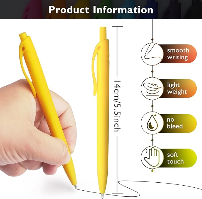 Bribobo Ballpoint Pens Black Ink Pens Medium Point Retractable Ballpoint Pens, 1.0MM Black Ink, 8 Pack, Colorful