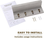 HRONRAD Rustic Key Holder for Wall, Farmhouse Wall Shelf with 4 Hooks, Wall Mounted Key Racks, Wooden Mail Organizer with Hooks for Entryway (Grey)