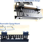 AEONS Under Desk Cable Management Tray Black Horizontal 16-inch Under Desk Removable C Clamp Mount Computer Cord Raceway and Modesty Panel