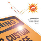 Custom Warning Sign, OSHA Sign, 10x7 Inches, 4 Mil Vinyl Decal Stickers Weather Resistant, Made in USA